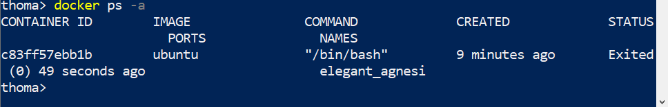 docker ps -a